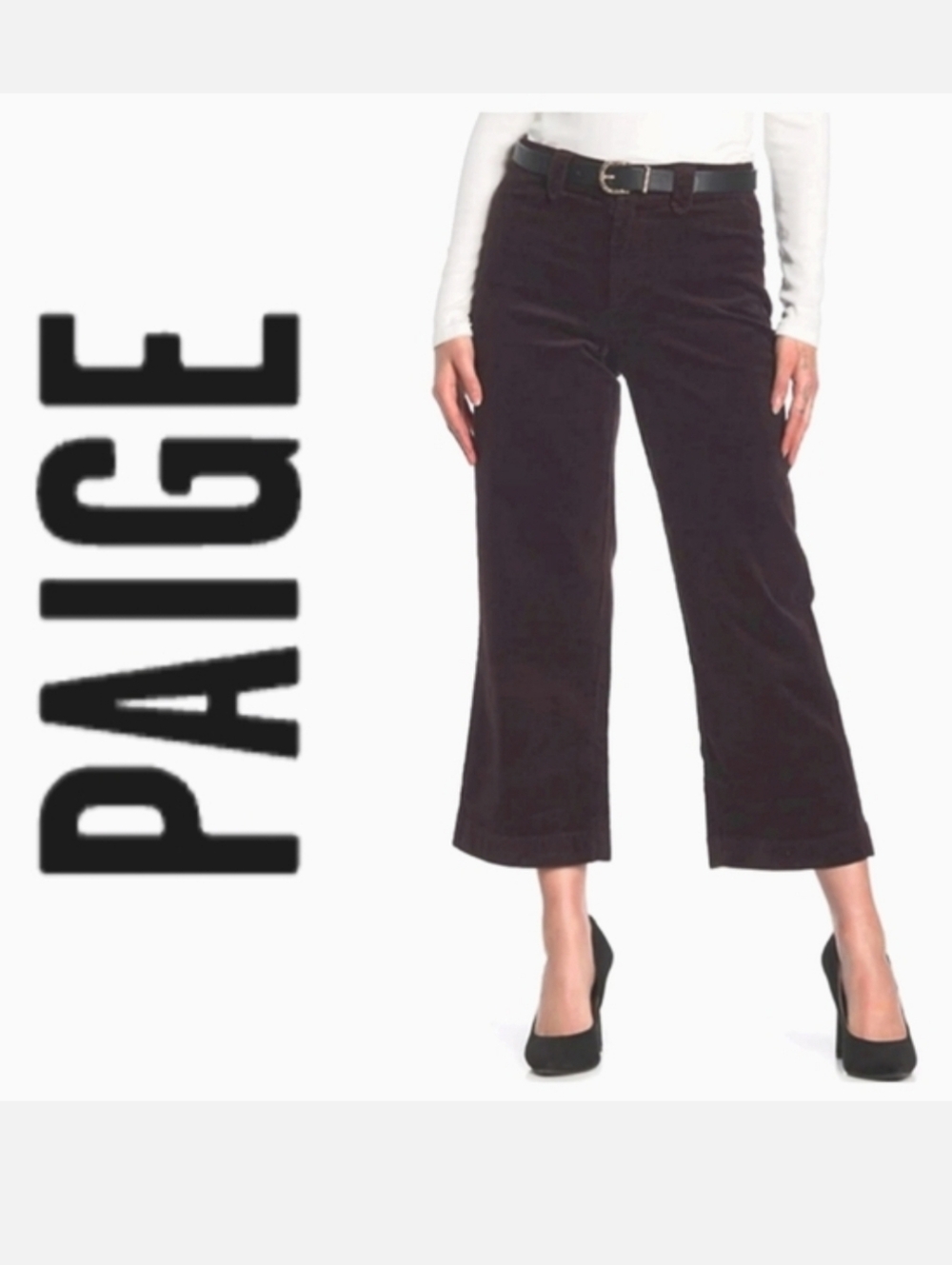 PAIGE Nellie Jeans Cropped High Rise Corduroy Deep Amethyst Sz 28